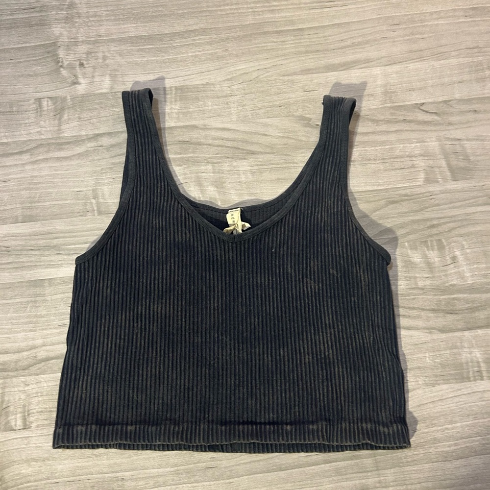 Aeropostale Charcoal Ribbed Tank Top